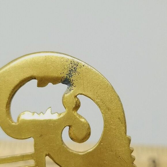 Vintage Hermitage Harp Satin Gold Tone Brooch, Signed Lapel Pin, Estate - Picture 5 of 8